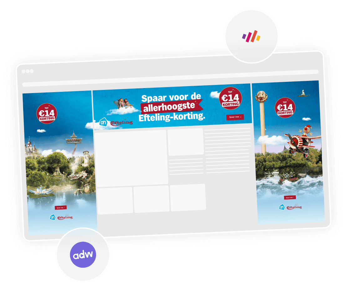 Homepage takeover voor Efteling en Albert Heijn: skins, billboard en banners rond een homepage